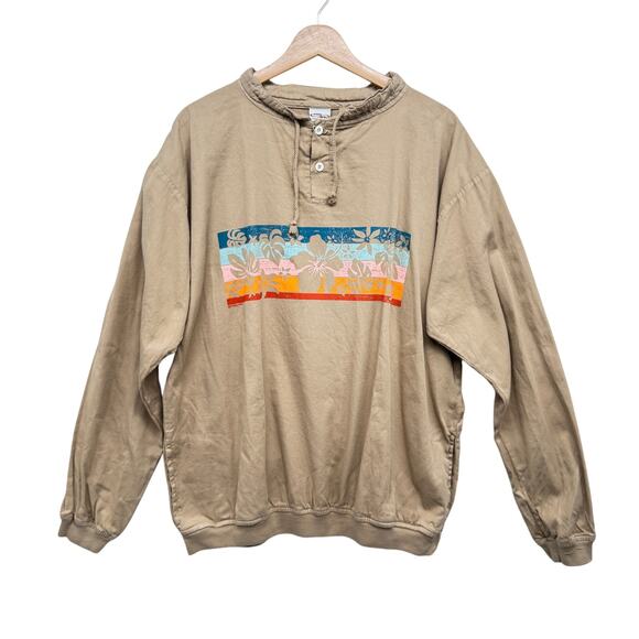 Crazy Shirts Hawaii Unisex L Kona Dyed Pullover Banded Floral Rainbow Relaxed - Picture 1 of 9